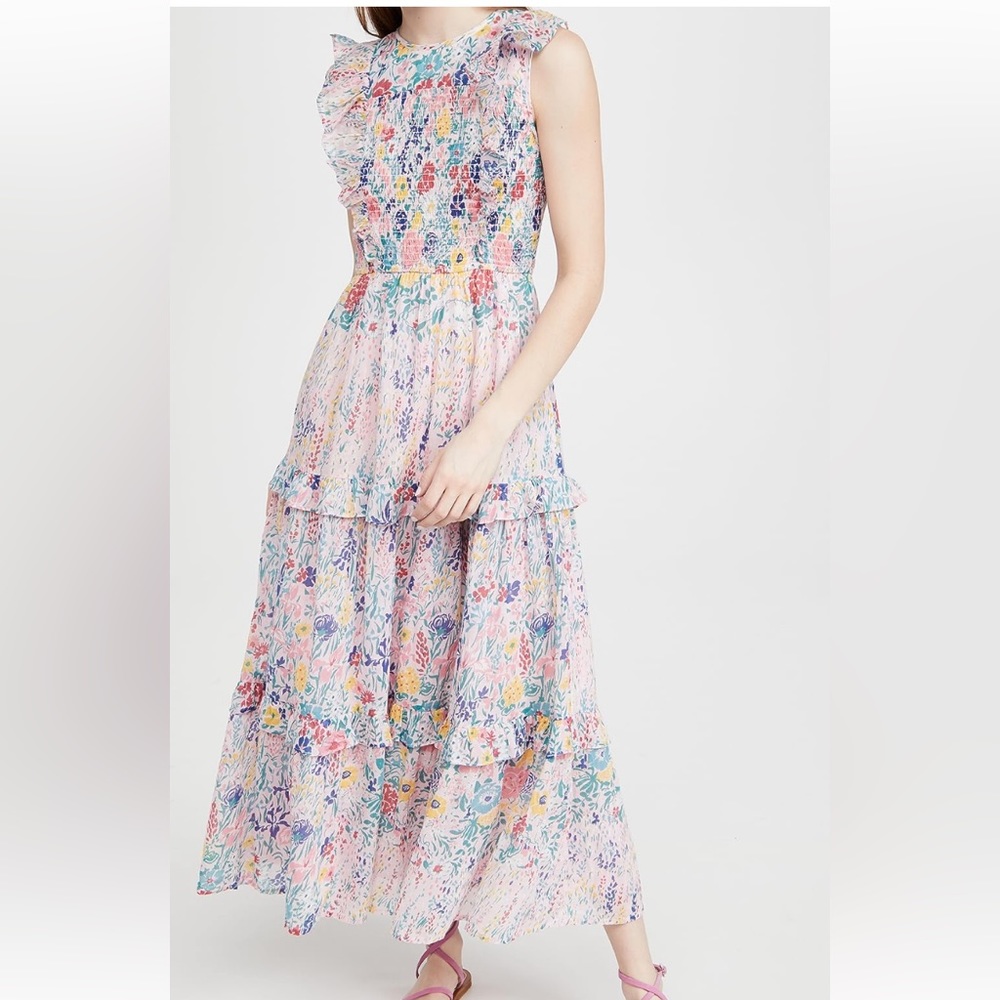 Banjanan lightweight pink floral patterned midi dress